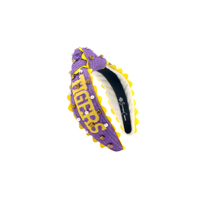 LSU Child Size GEAUX TIGERS Cross Stitch Headband