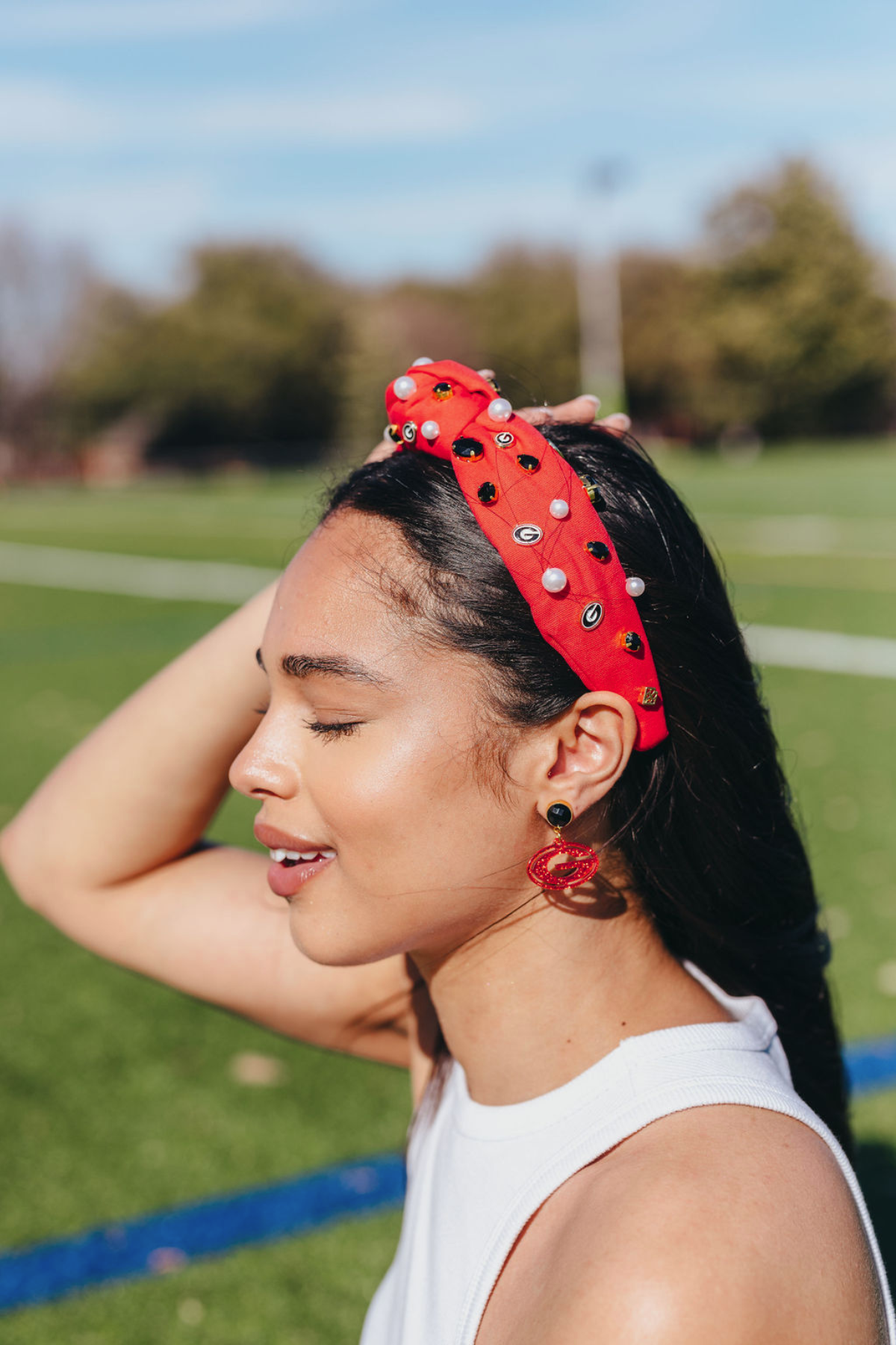 Georgia Red Glitter Mini Power G Earrings