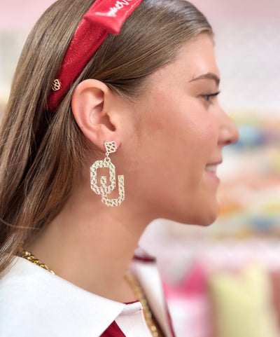 Oklahoma Silver Logo Earring with BC Logo