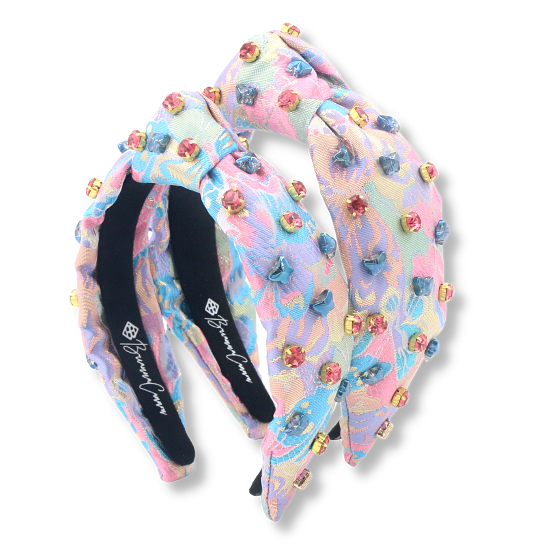 Adult Size Pink & Blue Butterfly Brocade Headband