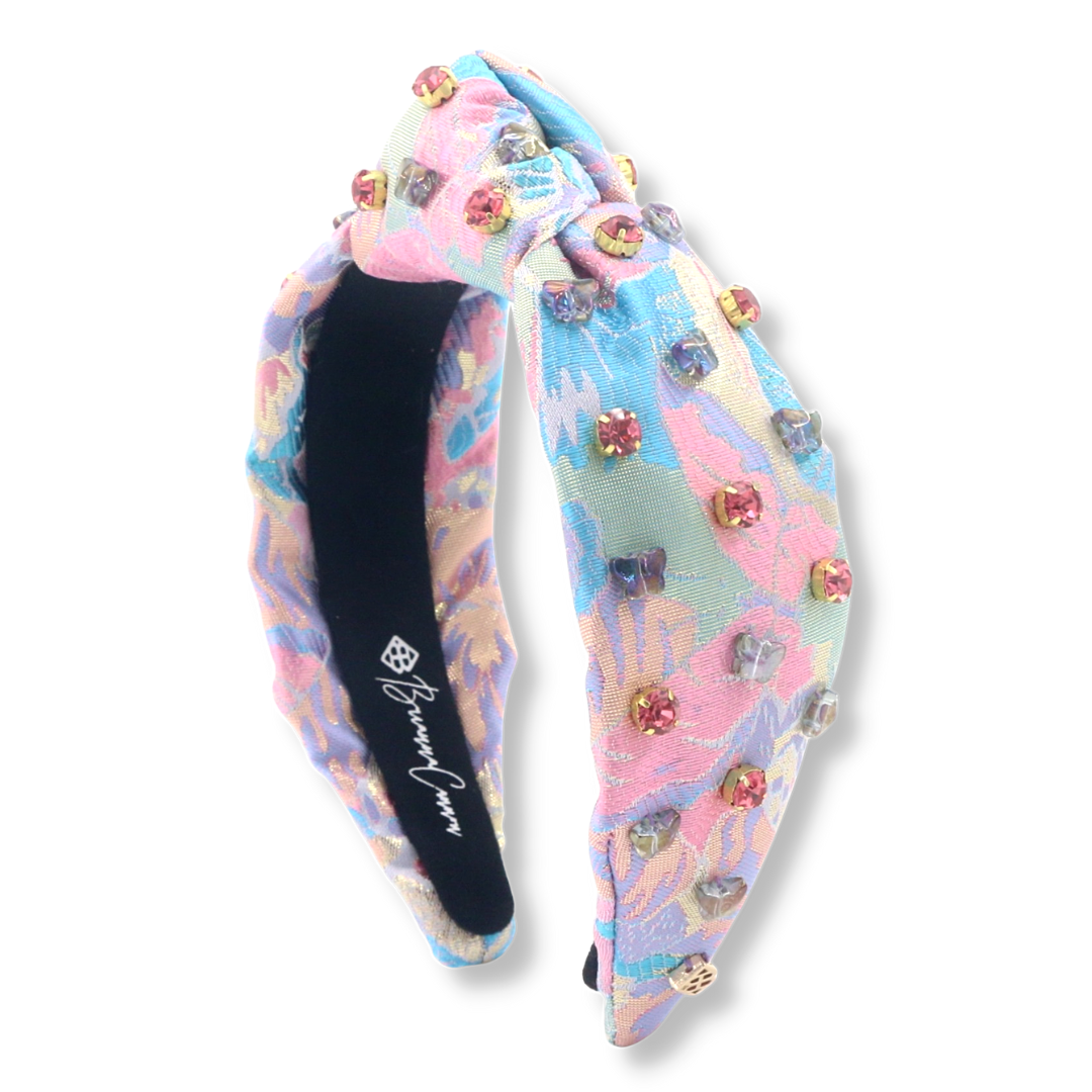 Adult Size Pink & Blue Butterfly Brocade Headband