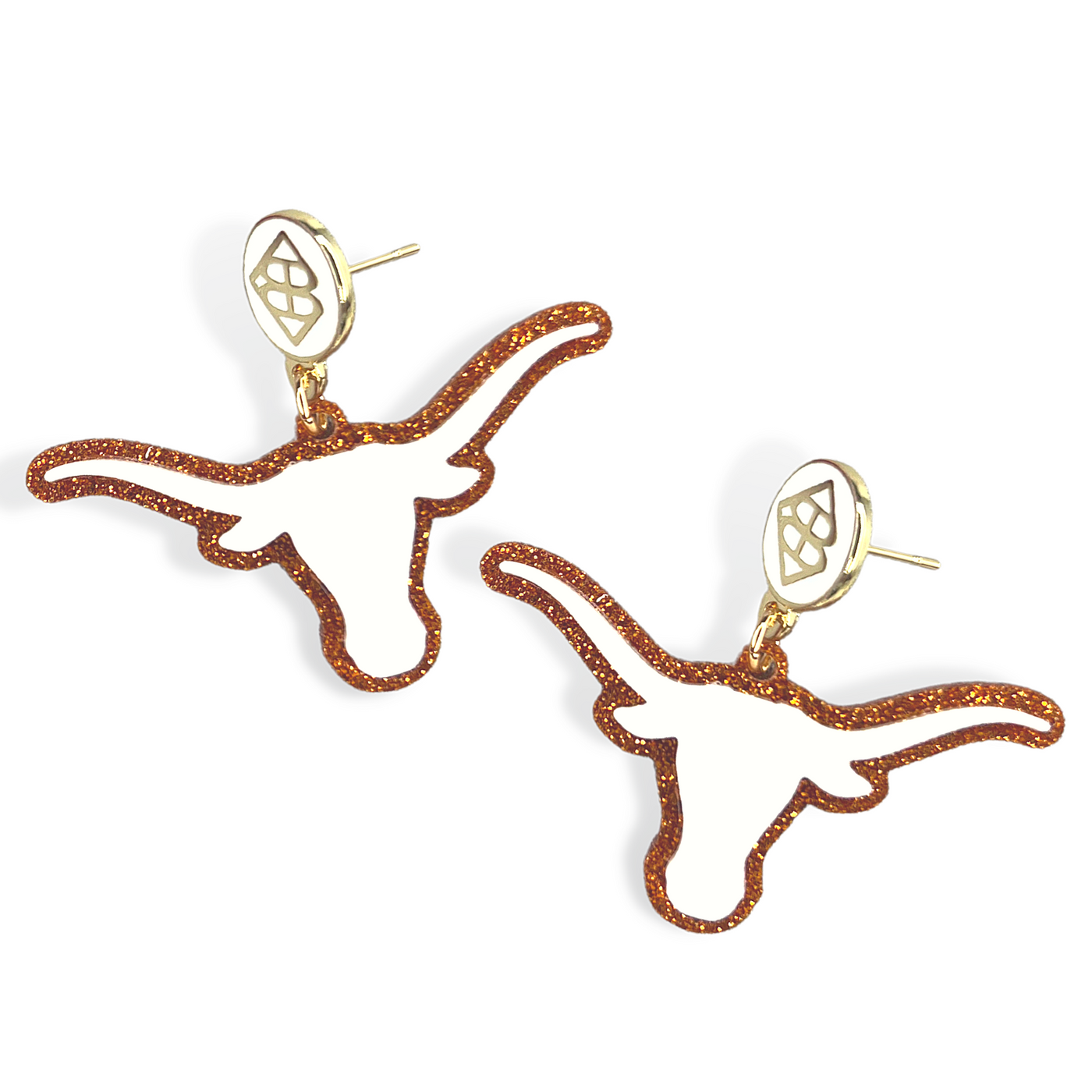 Texas White Longhorn Earrings