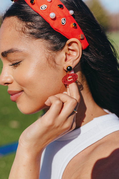 Georgia Red Glitter Mini Power G Earrings