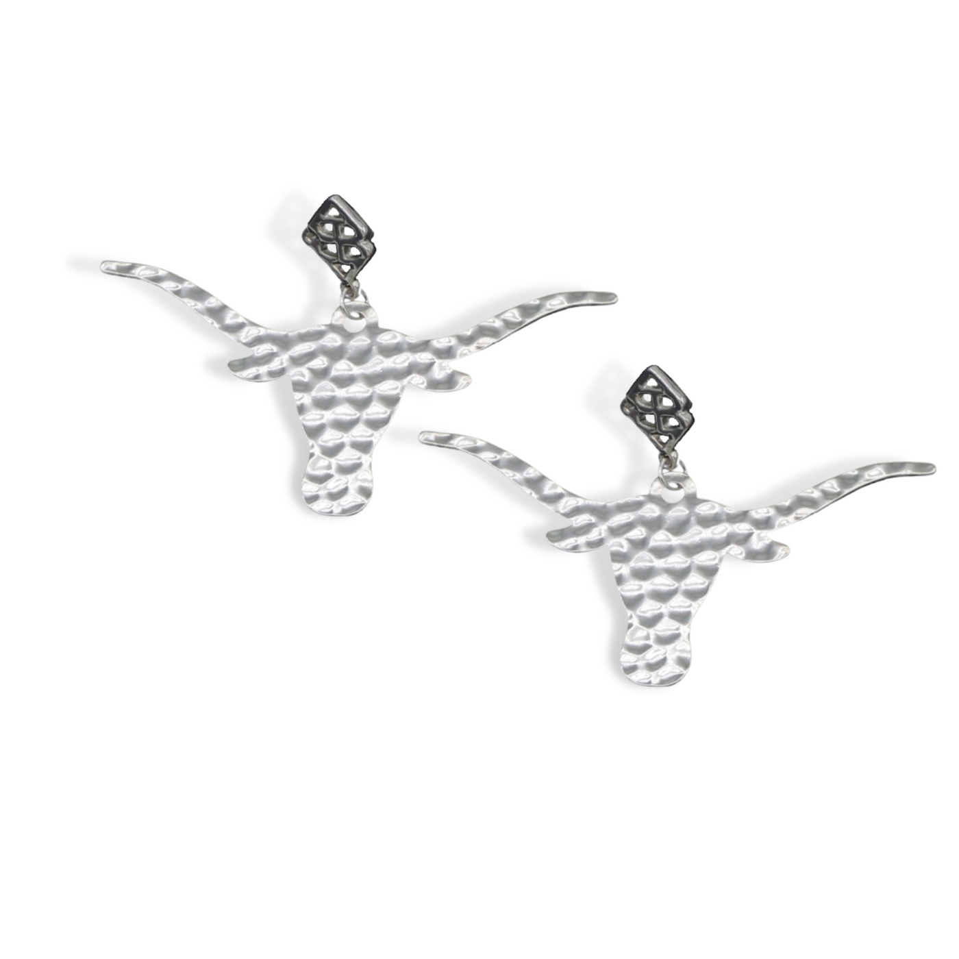 Texas Silver Longhorn Earring with BC Logo