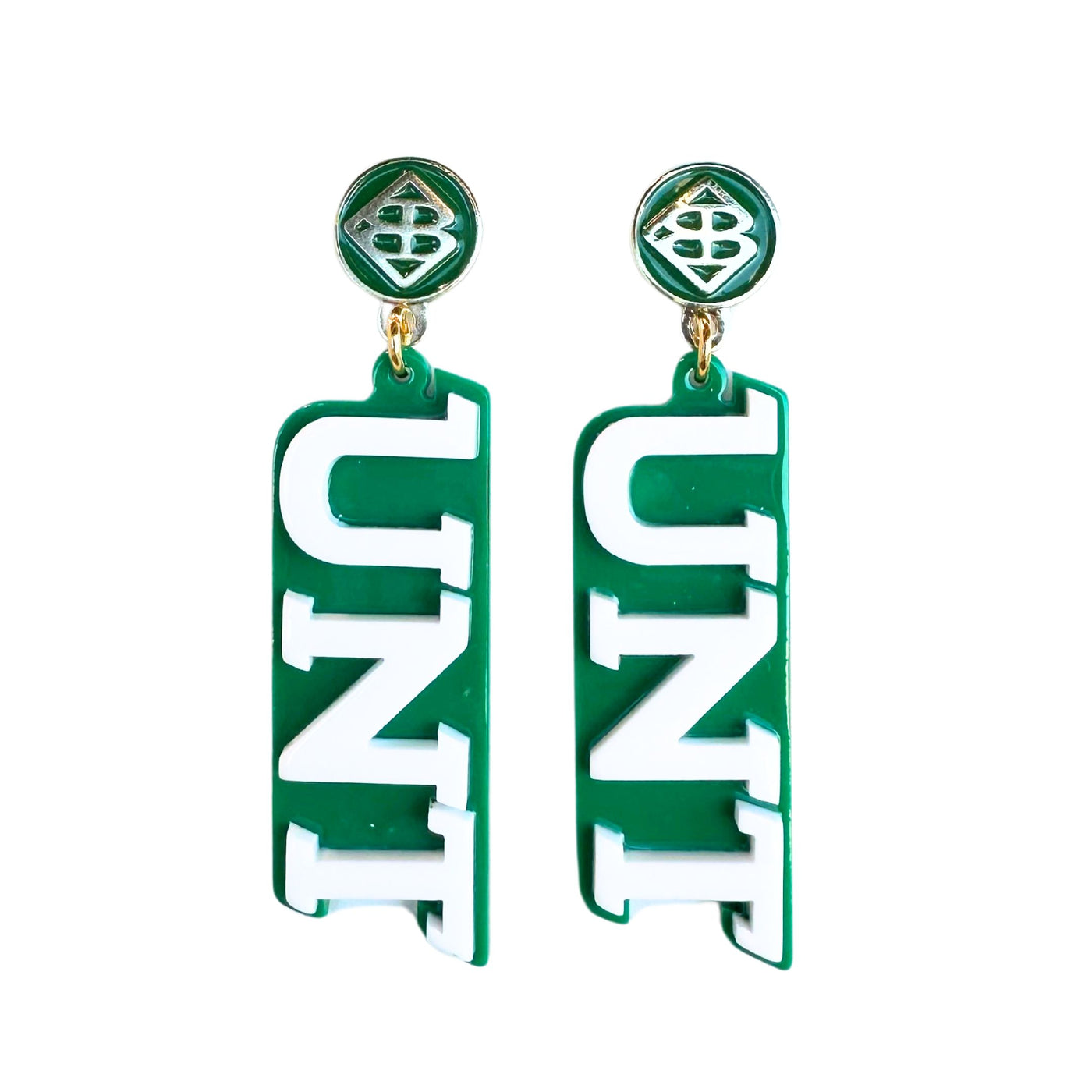 North Texas White UNT Earrings