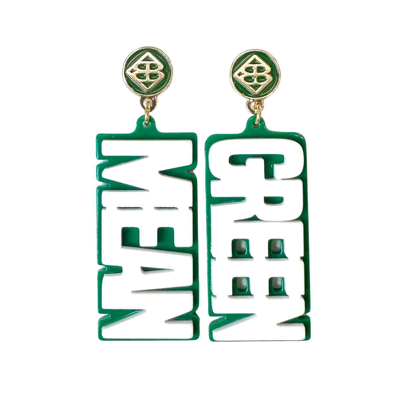 North Texas White MEAN GREEN Earrings