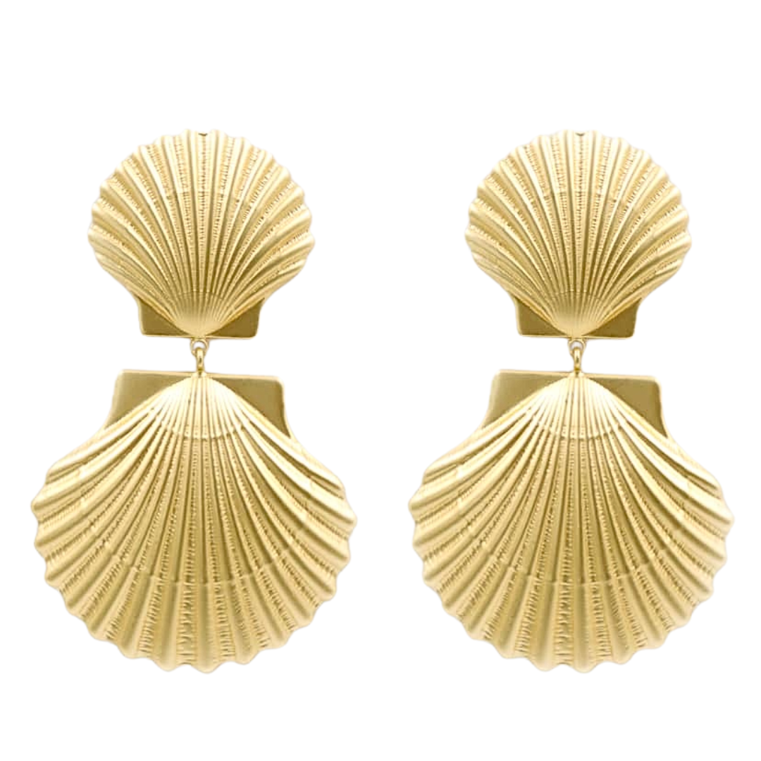 Gold Shell Drop Earrings