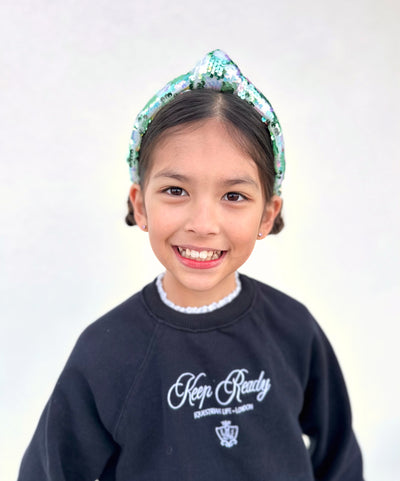 Child Size Green Iridescent Sequin Headband