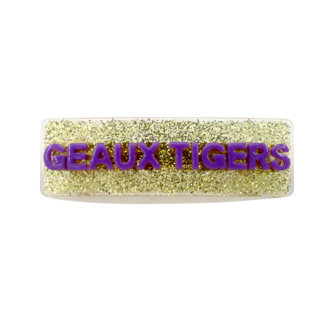 LSU Gold GEAUX TIGERS Rectangle Barrette Clip