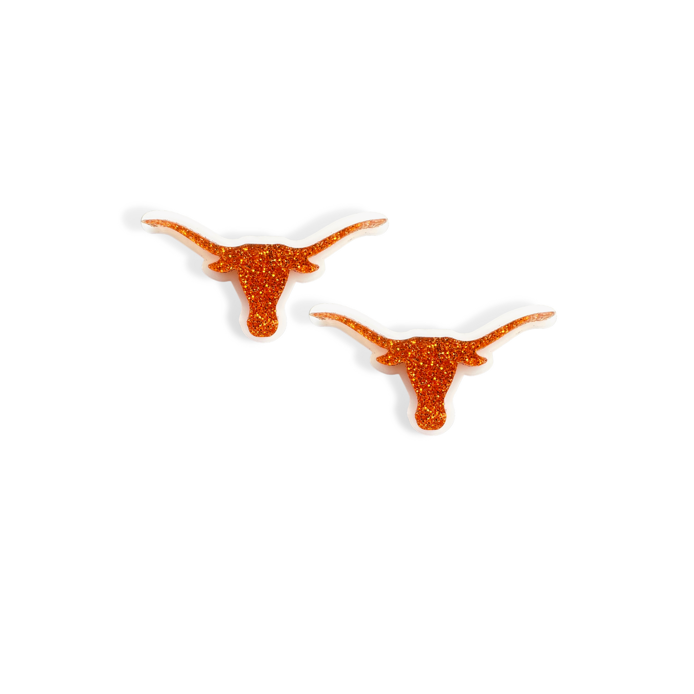 Texas Burnt Orange Glitter Longhorn Studs