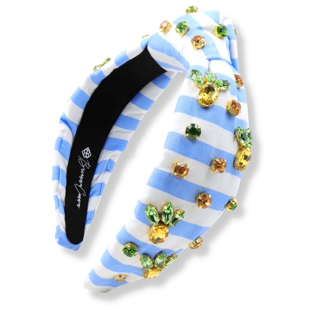 Blue & White Striped Pineapple Fruit Headband