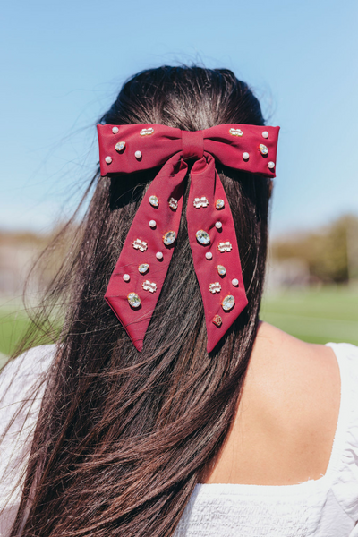 Mississippi State Maroon Bow Barrette