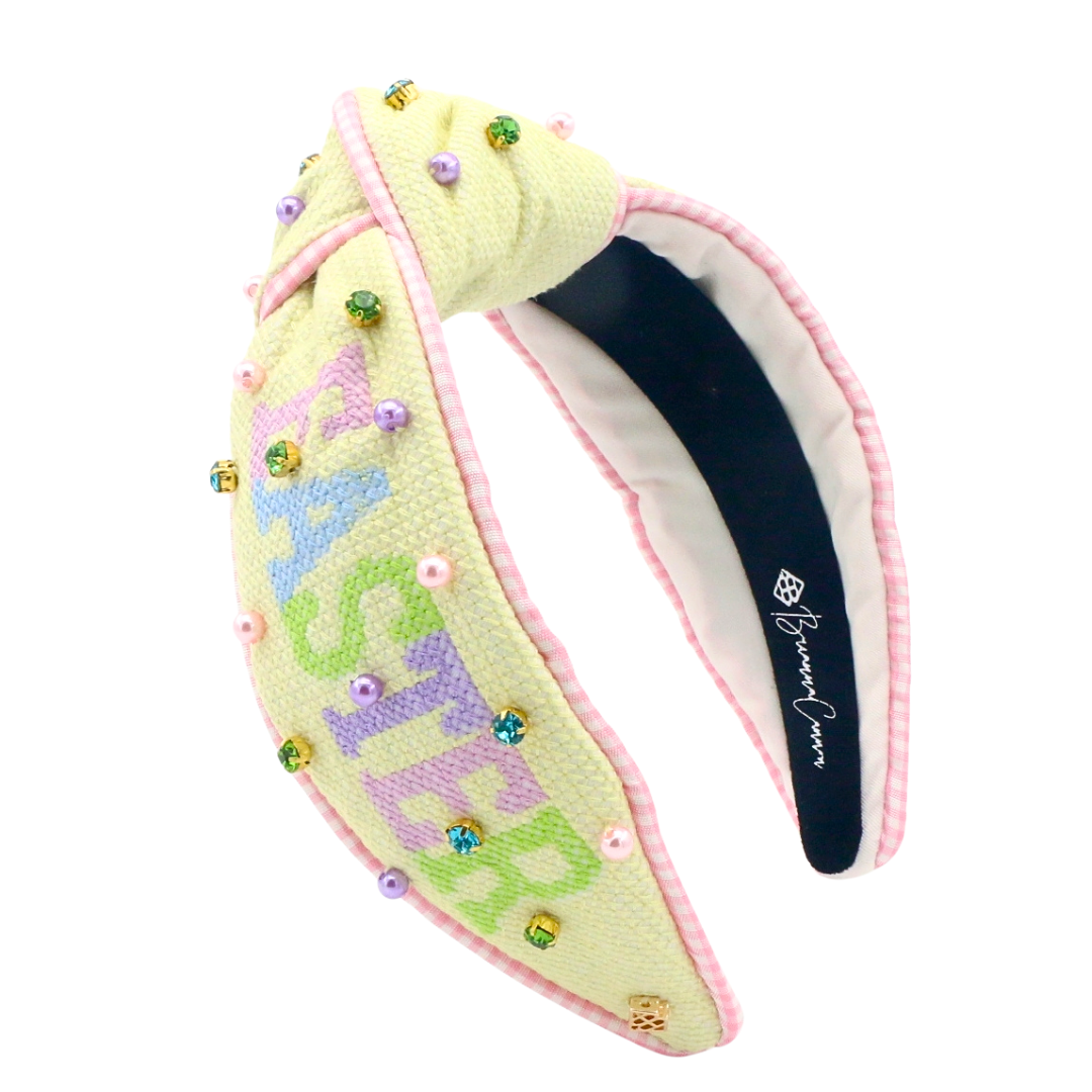 Adult Size Pastel Yellow EASTER Cross Stitch Headband