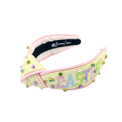 Child Size Pastel Yellow EASTER Cross Stitch Headband