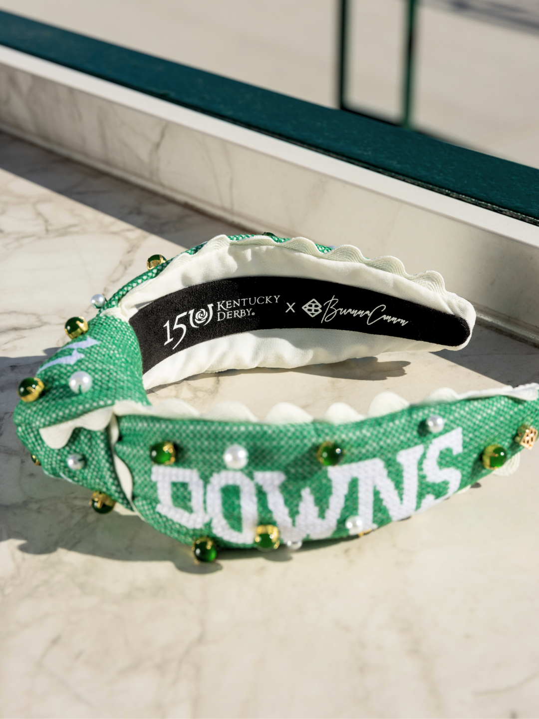 150th Anniversary Kentucky Derby Green Churchill Downs Cross Stitch Headband