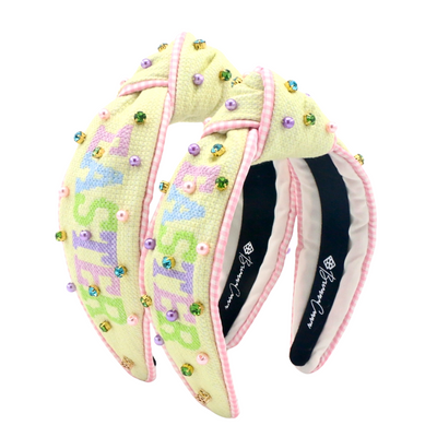 Adult Size Pastel Yellow EASTER Cross Stitch Headband