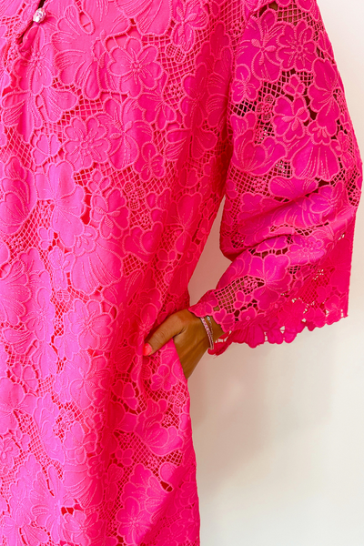 BC Caftan - Pink Azalea Lace Dress