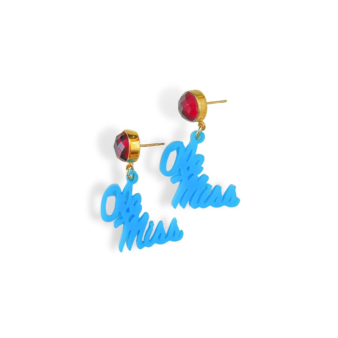 Ole Miss Mini Powder Blue Ole Miss Earrings