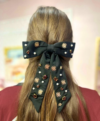 University of South Carolina Black Bow Barrette