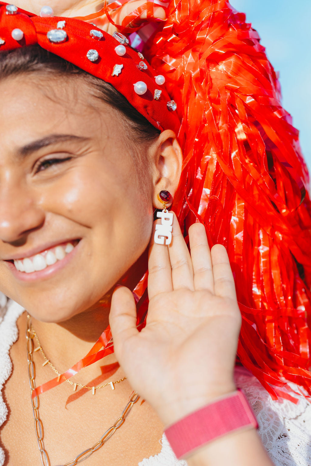 Arkansas Mini White WOOO PIG Earrings