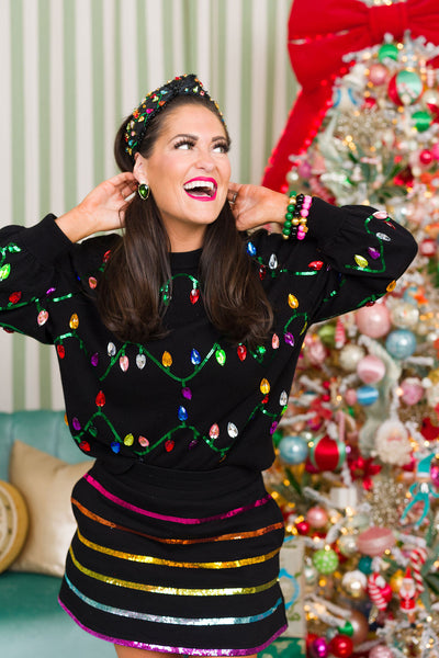 BC Crystal Christmas Lights Sweater