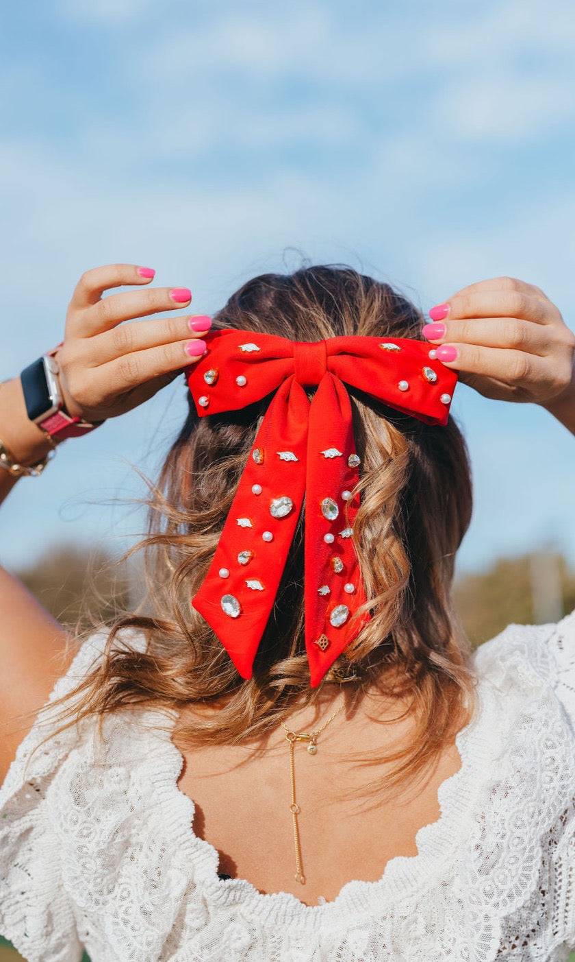 Arkansas Cardinal Red Bow Barrette