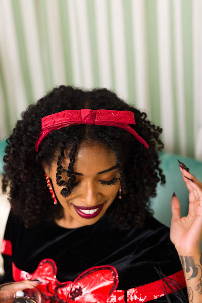 Thin Red Sprinkles Ribbon Bow Headband