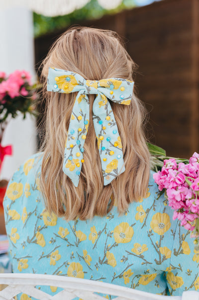 Golden Cali Flowers Bow Barrette