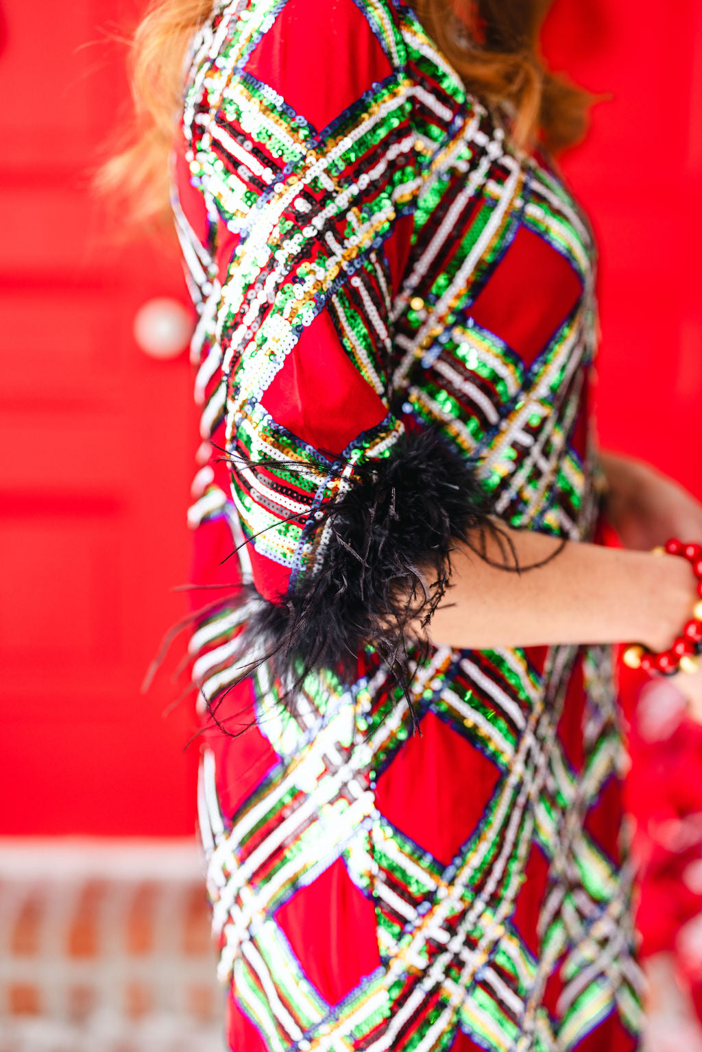 BC Sequin Tartan Midi Dress