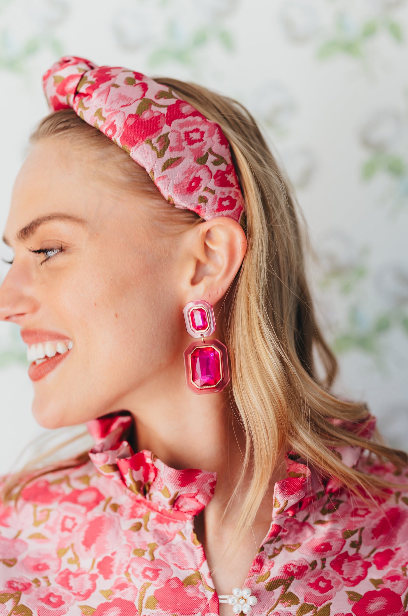 Pink Crystal Drop Earrings