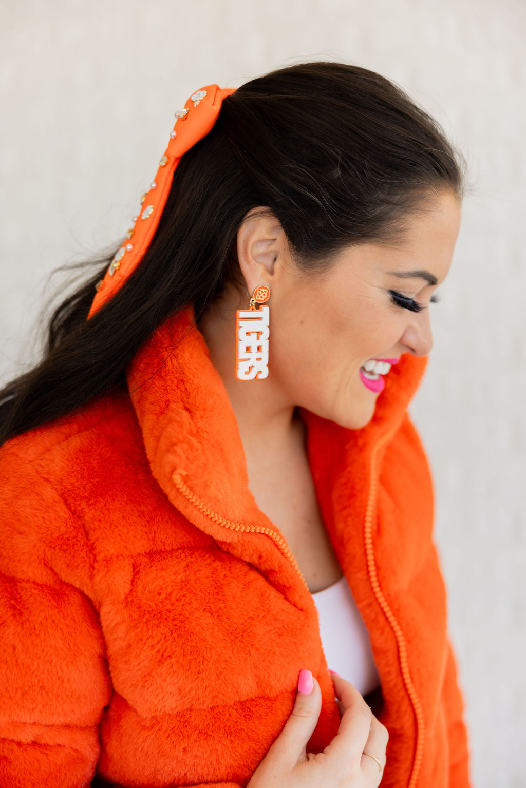 White and Orange TIGERS Earrings