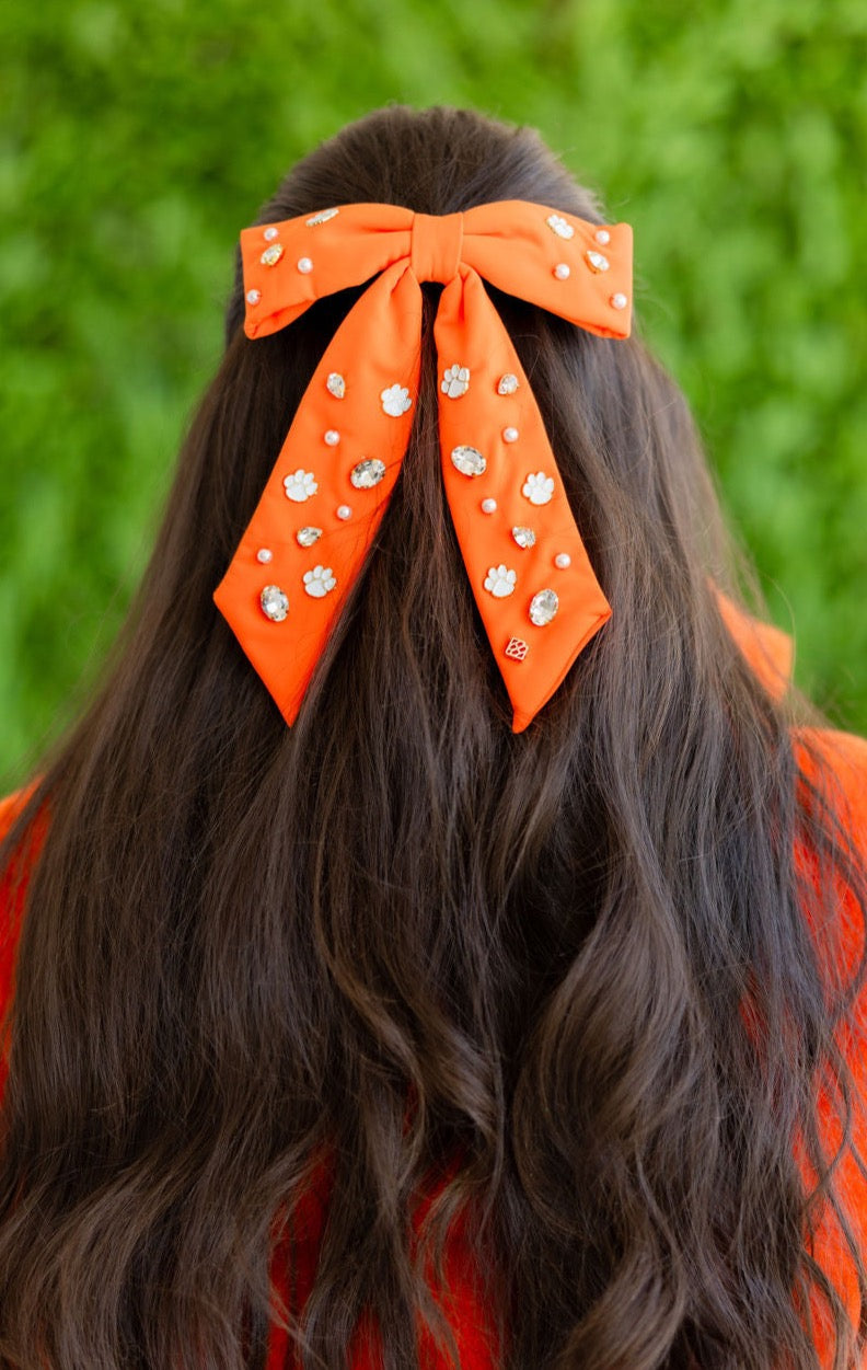 Clemson Orange Bow  Barrette