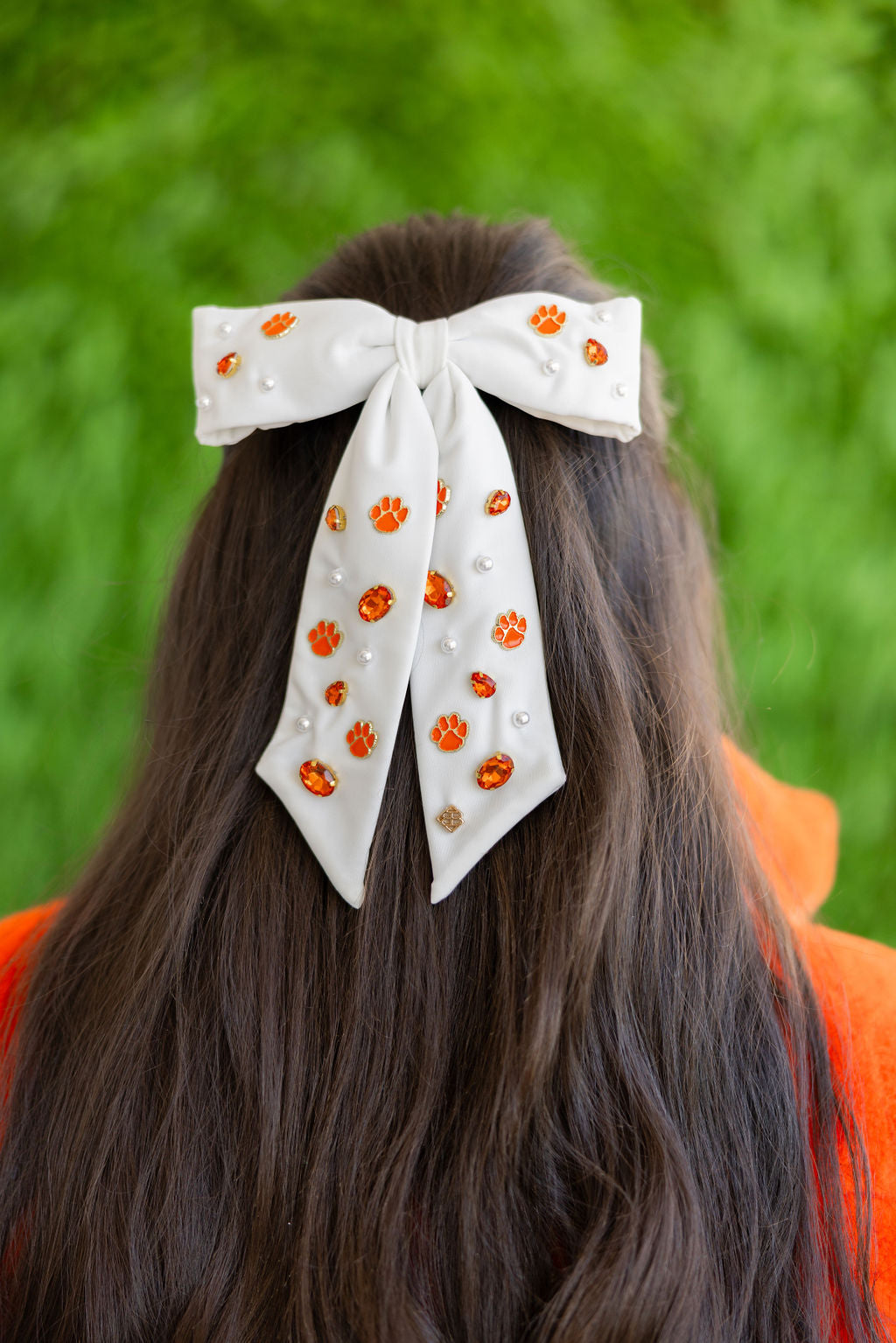 Clemson White Bow Barrette