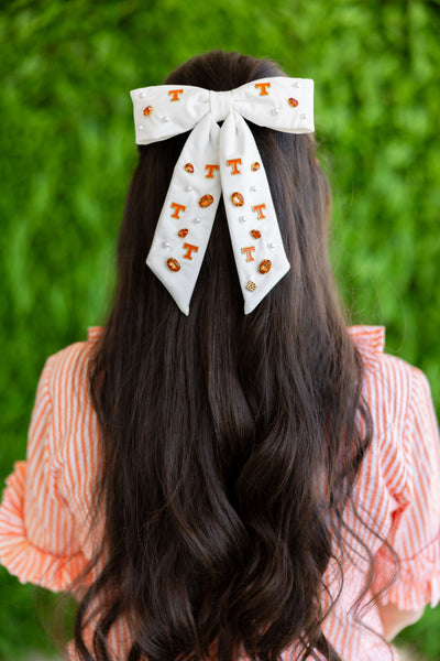 University of Tennessee White Tennessee Bow Barrette