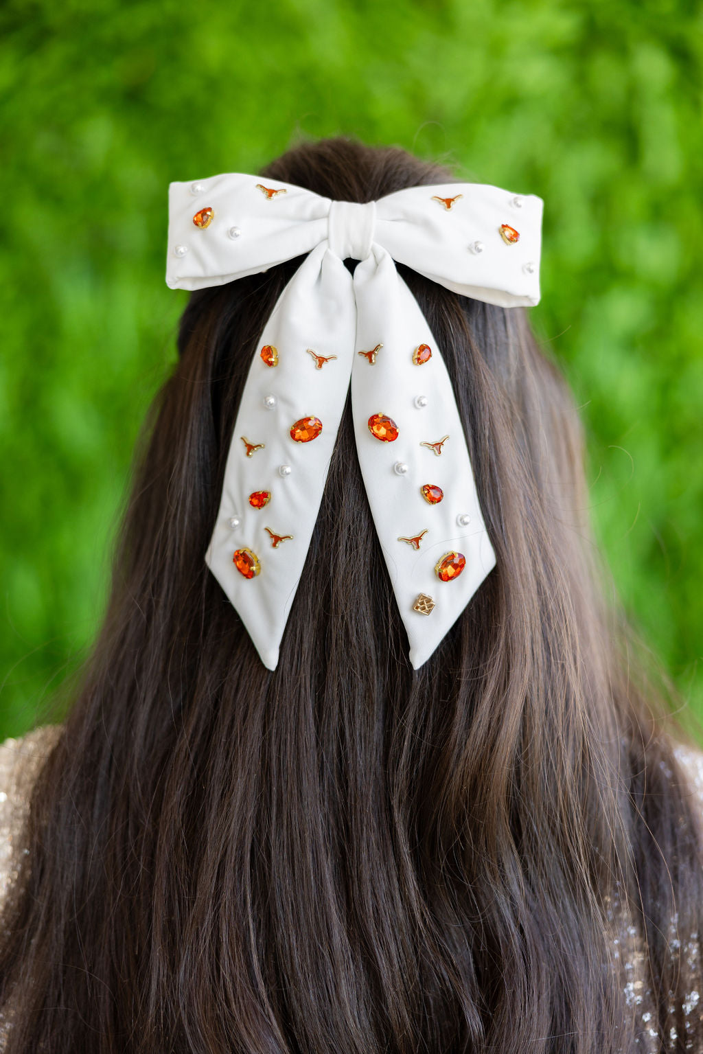 Texas White Bow Barrette