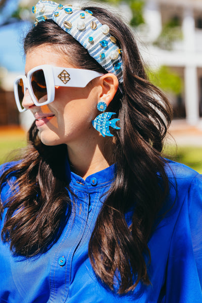 Pearly Blue Fish Earrings