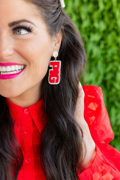 Arkansas Cardinal Red WOOO PIG Earrings