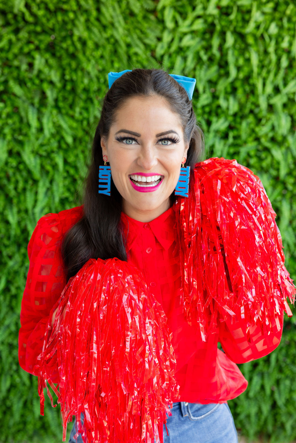 Ole Miss  Powder Blue and Red Glitter HOTTY TODDY Earrings