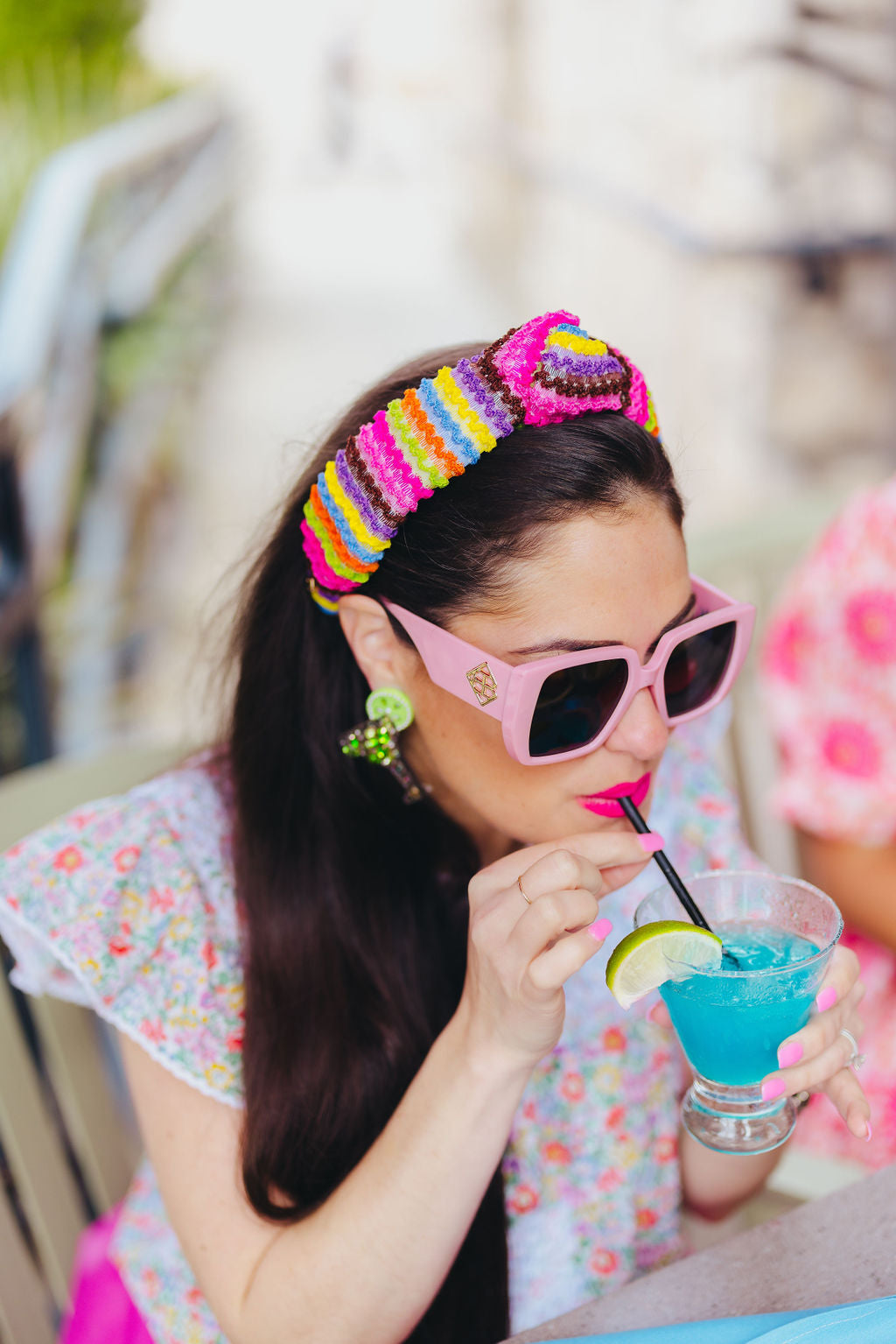 Adult Size Fiesta Ruffle Rainbow Headband