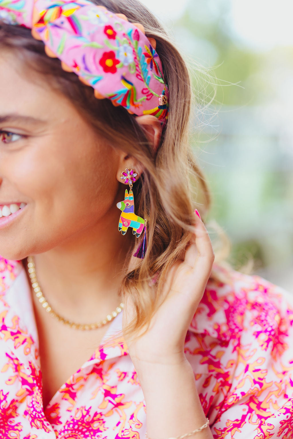 Burro Piñata Earrings with Metallic Tassel Tail