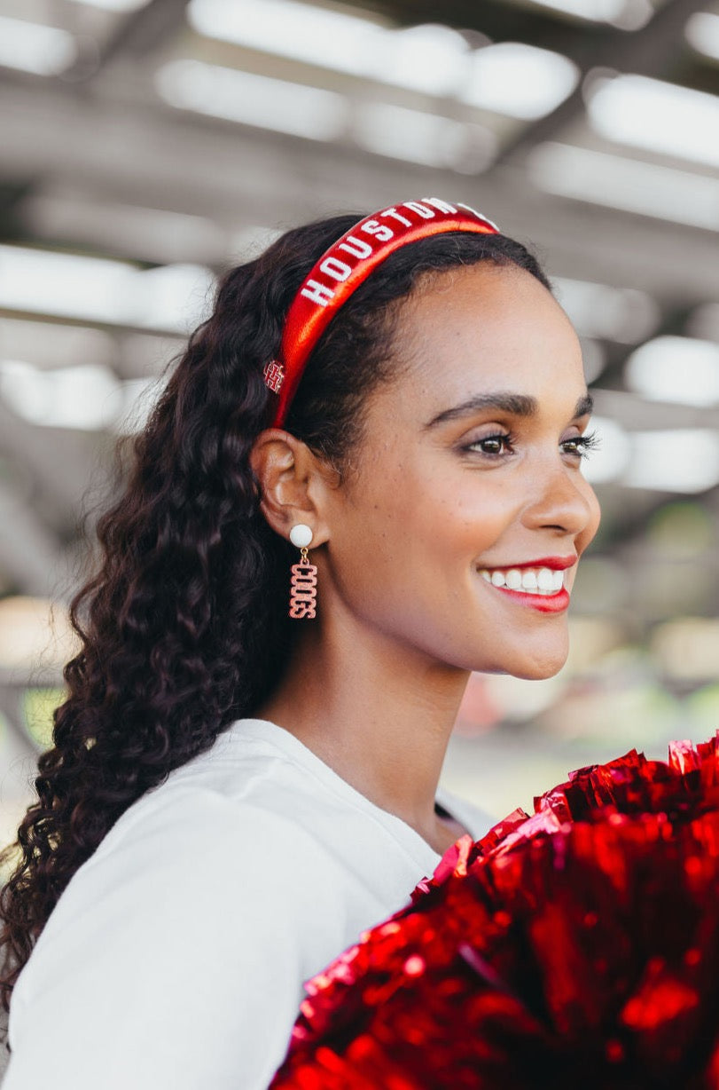 Houston Red Thin Embroidered Headband