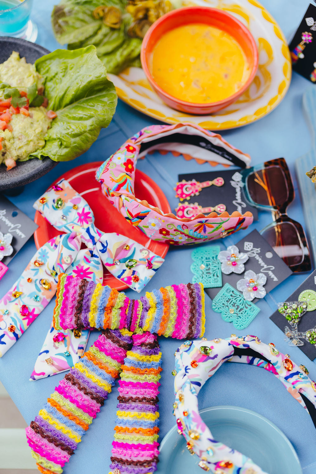 Fiesta Ruffle Rainbow Bow Barrette