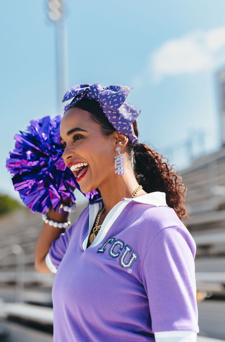 TCU Purple Woven Side Bow Headband