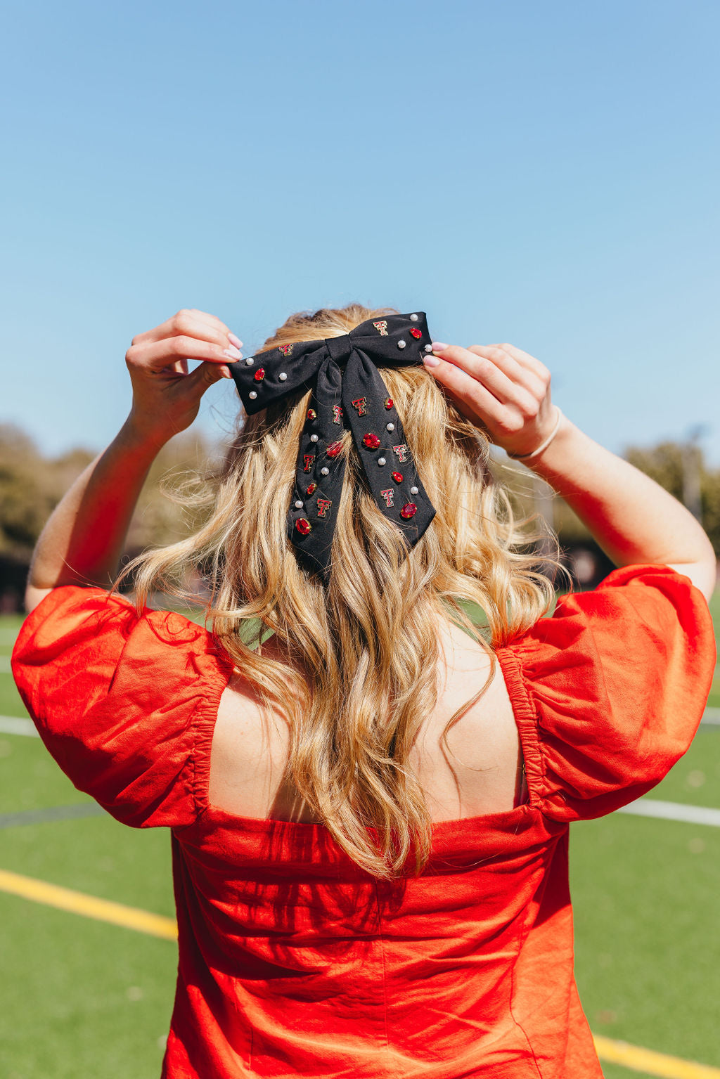 Texas Tech Black Bow Barrette