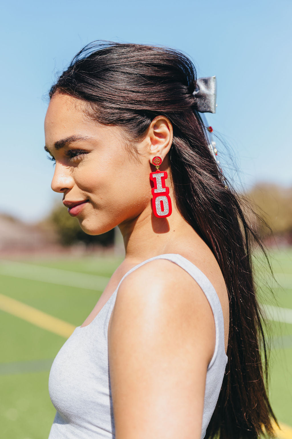 Ohio State Silver Glitter OHIO Earrings