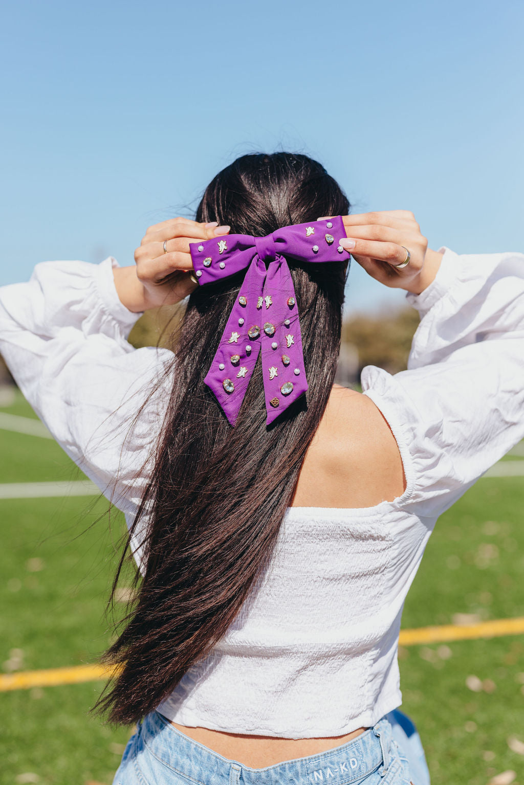 TCU Purple Bow Barrette