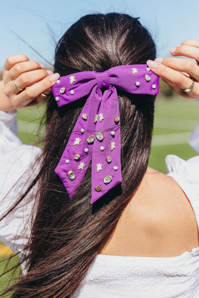 TCU Purple Bow Barrette