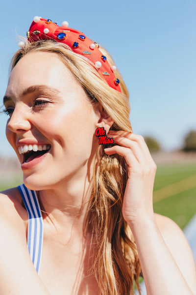 Ole Miss  Red and Navy Glitter Logo Studs