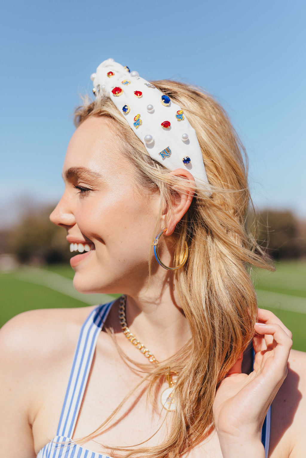 Kansas White Logo Headband