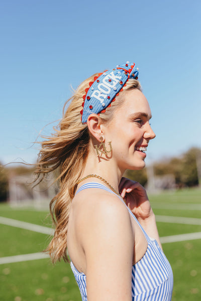 Kansas Adult Size ROCK CHALK Cross Stitch Headband